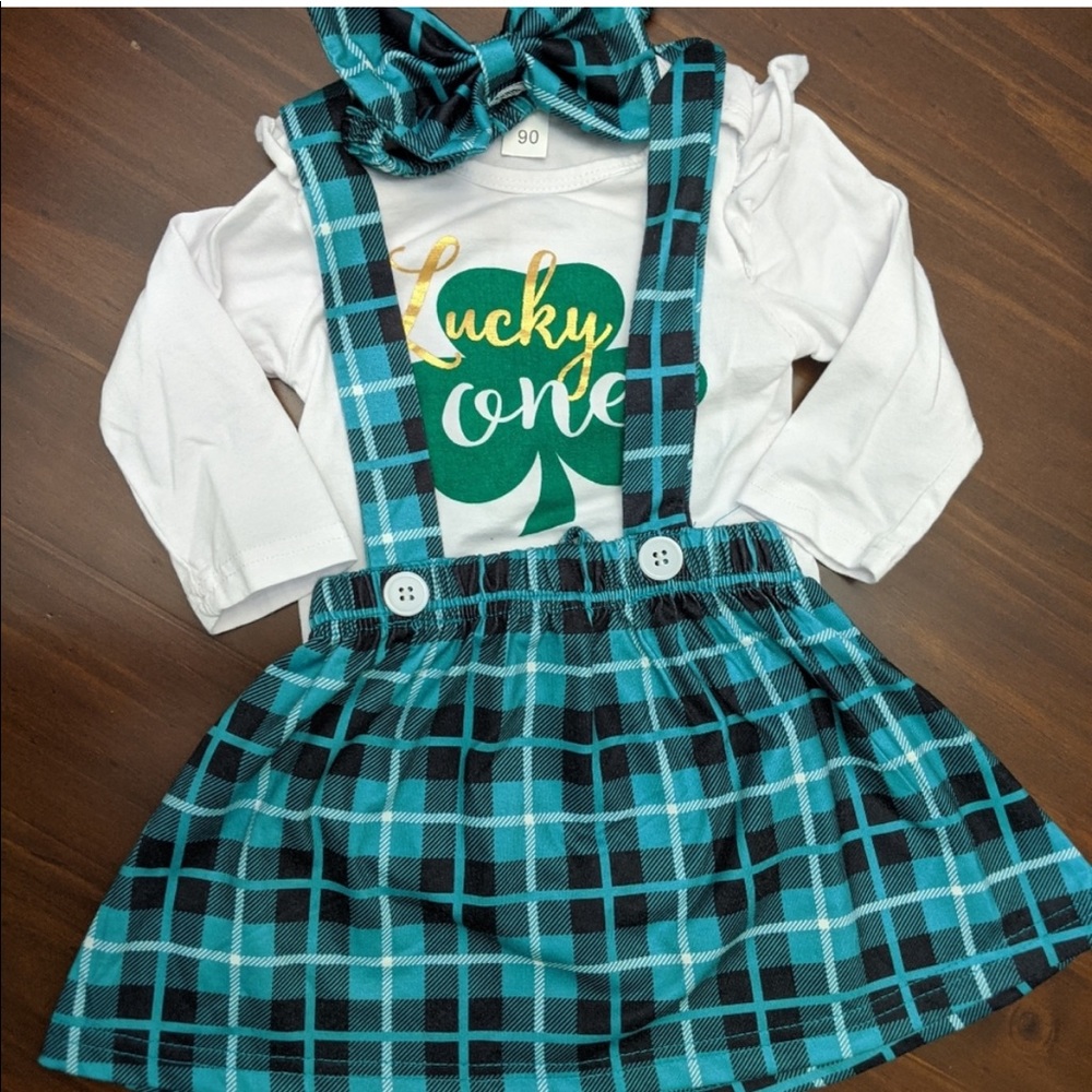 St. Patrick’s Day dress with onesie and bow headband